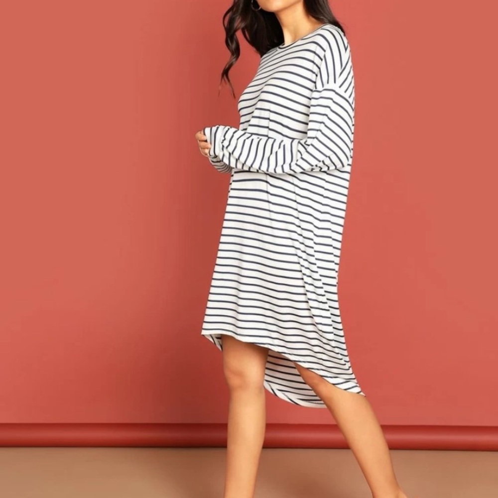 Slouchy long sleeve high low dress